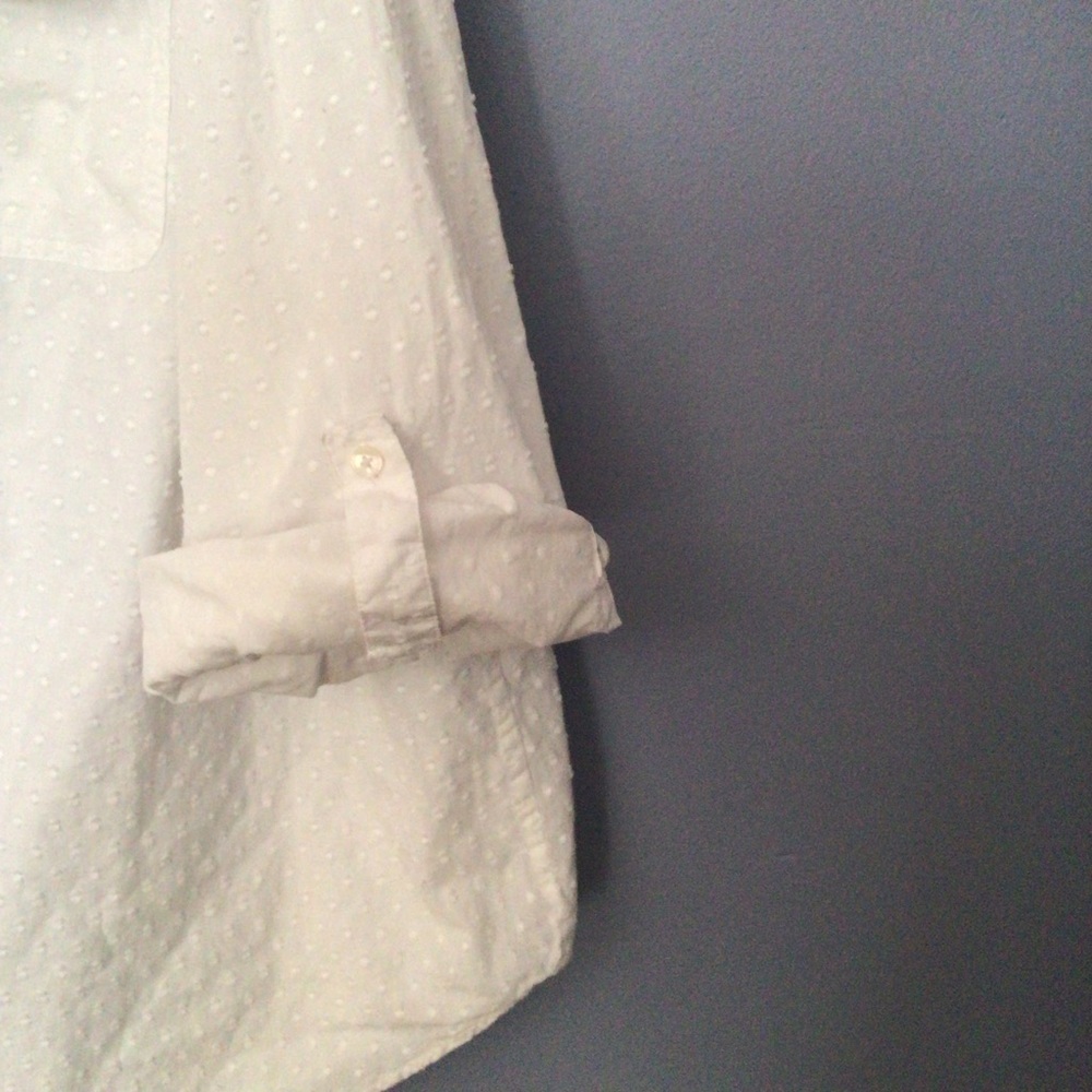 Talbots White Textured Lace-Up Blouse Size 3X roll up sleeve - Picture 6 of 10